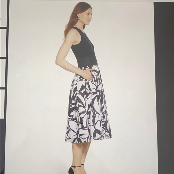 WHBM halter black and white print midi dress - Picture 2 of 9